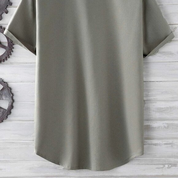 Grey Basic Men's Button Up Shirt - Picture 4 of 6